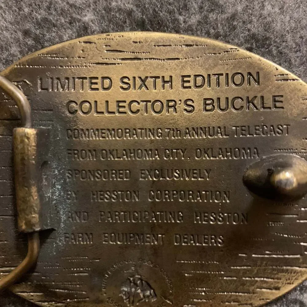 Vintage 1980 Hesston NFR Team Roping Sixth Edition Belt Buckle